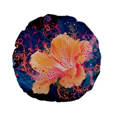 Abstract Art Artistic Bright Colors Contrast Flower Nature Petals Psychedelic Standard 15  Premium Flano Round Cushions by Sarkoni