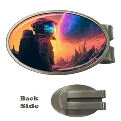 Illustration Trippy Psychedelic Astronaut Landscape Planet Mountains Money Clips (oval)  by Sarkoni