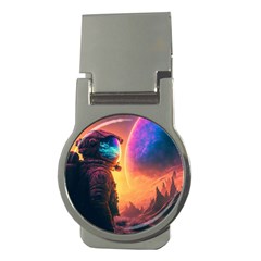 Illustration Trippy Psychedelic Astronaut Landscape Planet Mountains Money Clips (round)  by Sarkoni