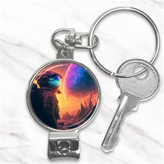 Illustration Trippy Psychedelic Astronaut Landscape Planet Mountains Nail Clippers Key Chain by Sarkoni