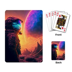 Illustration Trippy Psychedelic Astronaut Landscape Planet Mountains Playing Cards Single Design (rectangle) by Sarkoni