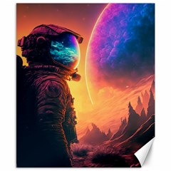 Illustration Trippy Psychedelic Astronaut Landscape Planet Mountains Canvas 8  X 10  by Sarkoni