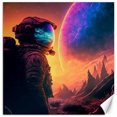 Illustration Trippy Psychedelic Astronaut Landscape Planet Mountains Canvas 12  X 12  by Sarkoni