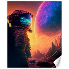 Illustration Trippy Psychedelic Astronaut Landscape Planet Mountains Canvas 16  X 20  by Sarkoni