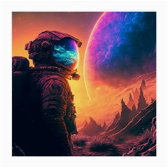 Illustration Trippy Psychedelic Astronaut Landscape Planet Mountains Medium Glasses Cloth (2 Sides)