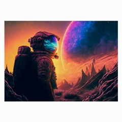 Illustration Trippy Psychedelic Astronaut Landscape Planet Mountains Large Glasses Cloth by Sarkoni