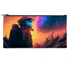 Illustration Trippy Psychedelic Astronaut Landscape Planet Mountains Pencil Case by Sarkoni