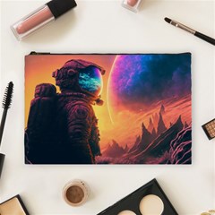 Illustration Trippy Psychedelic Astronaut Landscape Planet Mountains Cosmetic Bag (large) by Sarkoni