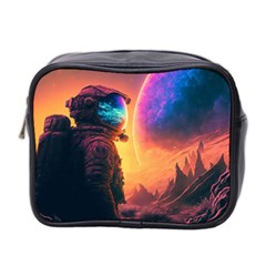 Illustration Trippy Psychedelic Astronaut Landscape Planet Mountains Mini Toiletries Bag (two Sides) by Sarkoni