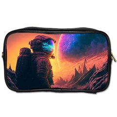 Illustration Trippy Psychedelic Astronaut Landscape Planet Mountains Toiletries Bag (one Side) by Sarkoni