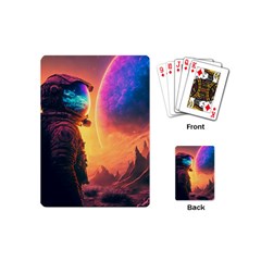 Illustration Trippy Psychedelic Astronaut Landscape Planet Mountains Playing Cards Single Design (mini) by Sarkoni