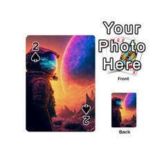 Illustration Trippy Psychedelic Astronaut Landscape Planet Mountains Playing Cards 54 Designs (mini) by Sarkoni