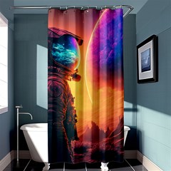 Illustration Trippy Psychedelic Astronaut Landscape Planet Mountains Shower Curtain 36  X 72  (stall)  by Sarkoni