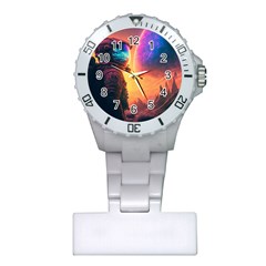 Illustration Trippy Psychedelic Astronaut Landscape Planet Mountains Plastic Nurses Watch by Sarkoni