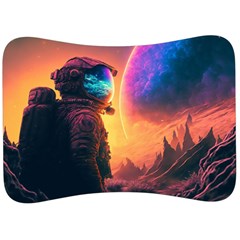 Illustration Trippy Psychedelic Astronaut Landscape Planet Mountains Velour Seat Head Rest Cushion by Sarkoni