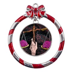 Jujutsu Kaisen Heart Design Heart Psychedelic Anime Hands Metal Red Ribbon Round Ornament