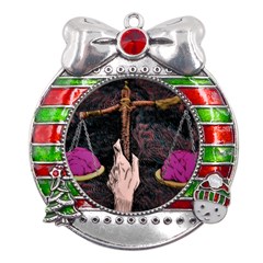 Jujutsu Kaisen Heart Design Heart Psychedelic Anime Hands Metal X Mas Ribbon With Red Crystal Round Ornament