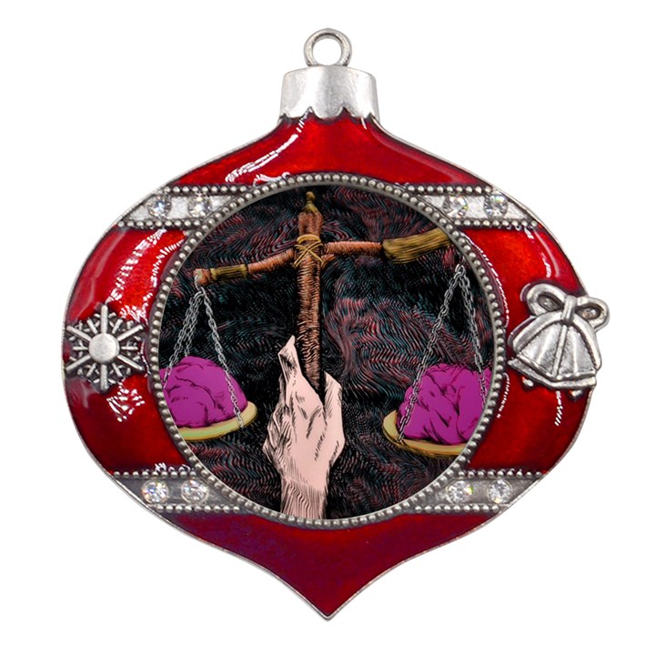 Jujutsu Kaisen Heart Design Heart Psychedelic Anime Hands Metal Snowflake And Bell Red Ornament