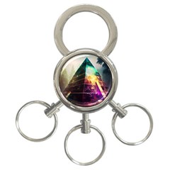 Tropical Forest Jungle Ar Colorful Midjourney Spectrum Trippy Psychedelic Nature Trees Pyramid 3-ring Key Chain by Sarkoni