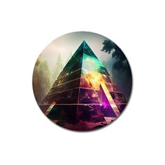 Tropical Forest Jungle Ar Colorful Midjourney Spectrum Trippy Psychedelic Nature Trees Pyramid Magnet 3  (round) by Sarkoni