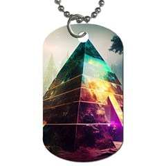 Tropical Forest Jungle Ar Colorful Midjourney Spectrum Trippy Psychedelic Nature Trees Pyramid Dog Tag (one Side) by Sarkoni