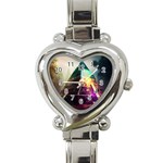 Tropical Forest Jungle Ar Colorful Midjourney Spectrum Trippy Psychedelic Nature Trees Pyramid Heart Italian Charm Watch Front