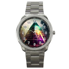 Tropical Forest Jungle Ar Colorful Midjourney Spectrum Trippy Psychedelic Nature Trees Pyramid Sport Metal Watch by Sarkoni