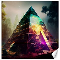 Tropical Forest Jungle Ar Colorful Midjourney Spectrum Trippy Psychedelic Nature Trees Pyramid Canvas 12  X 12  by Sarkoni