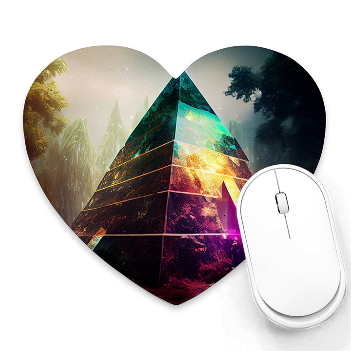 Tropical Forest Jungle Ar Colorful Midjourney Spectrum Trippy Psychedelic Nature Trees Pyramid Heart Mousepad