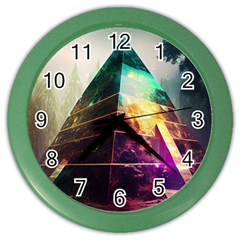 Tropical Forest Jungle Ar Colorful Midjourney Spectrum Trippy Psychedelic Nature Trees Pyramid Color Wall Clock