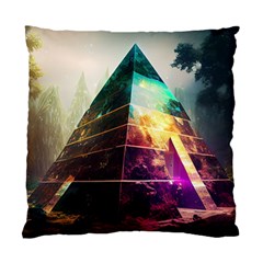 Tropical Forest Jungle Ar Colorful Midjourney Spectrum Trippy Psychedelic Nature Trees Pyramid Standard Cushion Case (Two Sides)