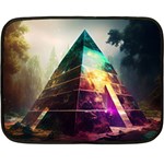 Tropical Forest Jungle Ar Colorful Midjourney Spectrum Trippy Psychedelic Nature Trees Pyramid Two Sides Fleece Blanket (Mini) 35 x27  Blanket Front