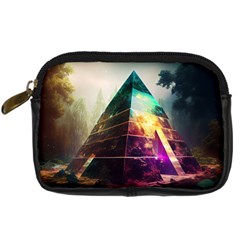 Tropical Forest Jungle Ar Colorful Midjourney Spectrum Trippy Psychedelic Nature Trees Pyramid Digital Camera Leather Case