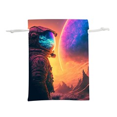 Illustration Trippy Psychedelic Astronaut Landscape Planet Mountains Lightweight Drawstring Pouch (s)