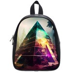 Tropical Forest Jungle Ar Colorful Midjourney Spectrum Trippy Psychedelic Nature Trees Pyramid School Bag (Small) Front