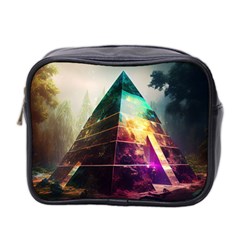 Tropical Forest Jungle Ar Colorful Midjourney Spectrum Trippy Psychedelic Nature Trees Pyramid Mini Toiletries Bag (two Sides) by Sarkoni