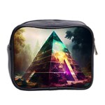 Tropical Forest Jungle Ar Colorful Midjourney Spectrum Trippy Psychedelic Nature Trees Pyramid Mini Toiletries Bag (Two Sides) Back