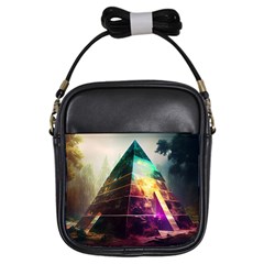 Tropical Forest Jungle Ar Colorful Midjourney Spectrum Trippy Psychedelic Nature Trees Pyramid Girls Sling Bag