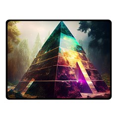 Tropical Forest Jungle Ar Colorful Midjourney Spectrum Trippy Psychedelic Nature Trees Pyramid Fleece Blanket (Small)