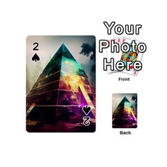 Tropical Forest Jungle Ar Colorful Midjourney Spectrum Trippy Psychedelic Nature Trees Pyramid Playing Cards 54 Designs (Mini)