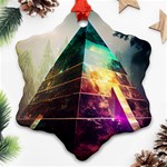 Tropical Forest Jungle Ar Colorful Midjourney Spectrum Trippy Psychedelic Nature Trees Pyramid Ornament (Snowflake) Front