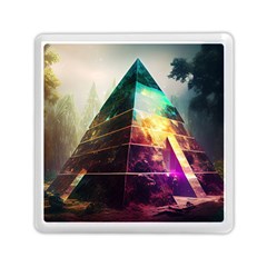 Tropical Forest Jungle Ar Colorful Midjourney Spectrum Trippy Psychedelic Nature Trees Pyramid Memory Card Reader (Square)