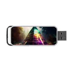 Tropical Forest Jungle Ar Colorful Midjourney Spectrum Trippy Psychedelic Nature Trees Pyramid Portable Usb Flash (two Sides) by Sarkoni