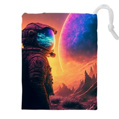 Illustration Trippy Psychedelic Astronaut Landscape Planet Mountains Drawstring Pouch (5xl) by Sarkoni