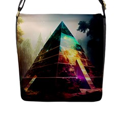 Tropical Forest Jungle Ar Colorful Midjourney Spectrum Trippy Psychedelic Nature Trees Pyramid Flap Closure Messenger Bag (l) by Sarkoni