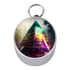 Tropical Forest Jungle Ar Colorful Midjourney Spectrum Trippy Psychedelic Nature Trees Pyramid Mini Silver Compasses by Sarkoni