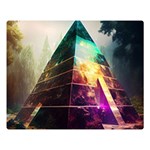 Tropical Forest Jungle Ar Colorful Midjourney Spectrum Trippy Psychedelic Nature Trees Pyramid Two Sides Premium Plush Fleece Blanket (Large) 80 x60  Blanket Front