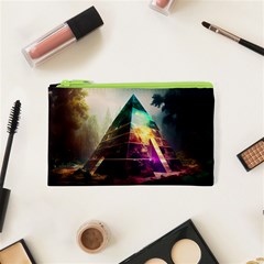 Tropical Forest Jungle Ar Colorful Midjourney Spectrum Trippy Psychedelic Nature Trees Pyramid Cosmetic Bag (XS)