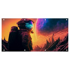 Illustration Trippy Psychedelic Astronaut Landscape Planet Mountains Banner And Sign 8  X 4 