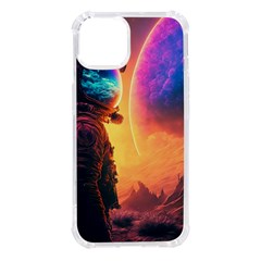 Illustration Trippy Psychedelic Astronaut Landscape Planet Mountains Iphone 14 Tpu Uv Print Case by Sarkoni